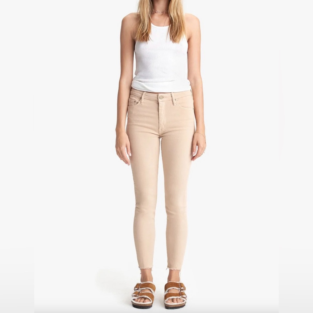 MOTHER High Waisted Looker Ankle Fray Khaki Jeans